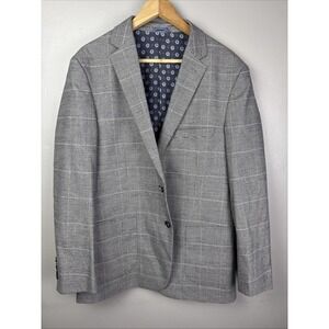 Crown And Ivey Men's Blazer Size 42R Windowpane Glen Plaid Black And White
